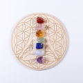 7pcs/set Natural Crystal Mixed  seven Chakra Healing Stone + Seven Star Array Wood Plate Gravel Chips Chakra Home decor Gift home decoration item. 