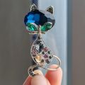 Rhinestone Crystal Cat Pendant Brooch Women's Gold Color Animal Pin Fashion Accessories Lapel Pins Collar Buttons Party Dress. 
