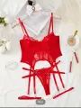 Floral Lace Garter Lingerie Set With Choker Women Intimates 2024 Underwire Bra And Thongs Ladies Underwear Set. 