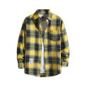 2024 New Fashion Loose Mens Plaid Shirt Fresh College Style Design Blouses And Tops Long Sleeve Casual  Checked Clothes. 