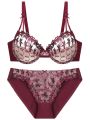 Ultra-Thin Red Lace Bra Set | Plus Size Minimizer Full Bust Underwear| Zodiac Year Women's Lingerie|Slimming Push-Up Design.