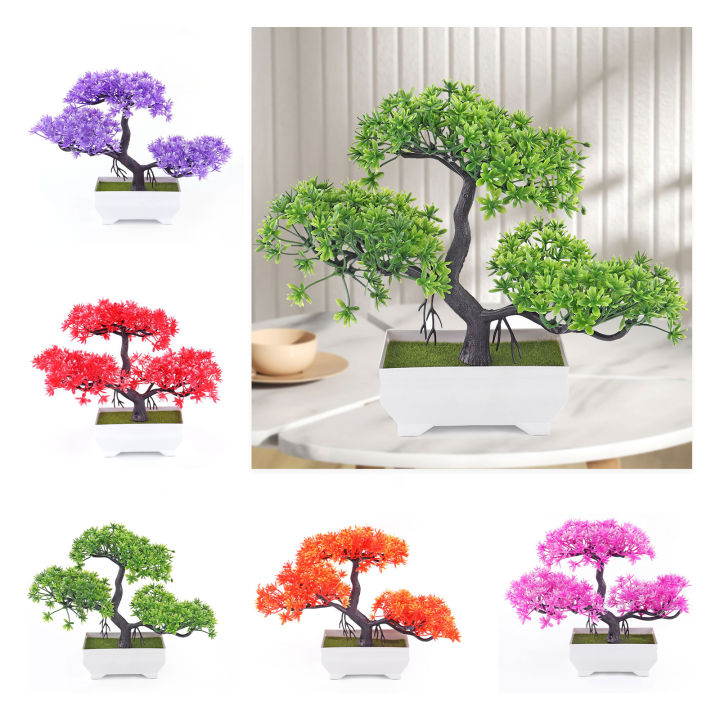 Artificial Plants Bonsai Small Tree Simulation Pot Plants Fake Flowers Table Potted Ornaments Home Decoration Hotel Garden Decor