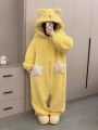 Women's Cartoon Hooded Kigurumi Unicorn Winter Jumpsuit Pajamas Women Coral Fleece Thickened Home Clothing Holiday Gift. 
