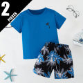 2-Piece Children's Summer Casual Minimalist Set for Boys and Girls, Comfortable Round Neck Short-Sleeved Top, Versatile Shorts. 
