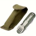 Stainless Steel 7-in-1 Multifunctional Tableware Set for Outdoor Activities - Perfect for Picnics, Camping, Hiking, and Travel. 