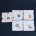 6 Pack of Women's Classic Tooth Edge Handkerchiefs, Cotton Flower Handkerchiefs, Sweat-Wiping Flap Pocket Pants Towels, Placemats, Wedding Supplies.