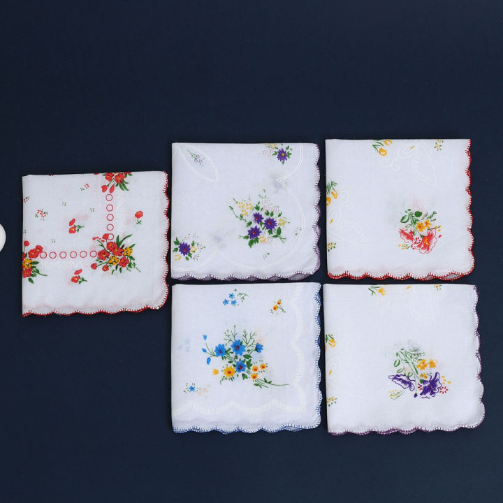6%20Pack%20of%20Women's%20Classic%20Tooth%20Edge%20Handkerchiefs,%20Cotton%20Flower%20Handkerchiefs,%20Sweat-Wiping%20Flap%20Pocket%20Pants%20Towels,%20Placemats,%20Wedding%20Supplies%20-%20Image%204