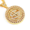 Hip Hop Rotatable US Dollar Pendant Necklace Men Gold Sliver Color Ice Out Crystal Sign Rock Pendant Bling Rapper Bling Jewerly. 