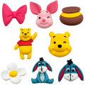 3D Pooh Bear Piglet PVC Shoe Charms Stereo Cartoon Bear Detachable Clog Shoe Decor Accessories DIY  for Cartoon Fans. 