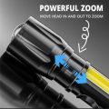 Zoomable Tourch Metal COB Flash Light Tourch | Mini LED Flash Light | Rechargeable Small LED Work Flash Tourch Light. 