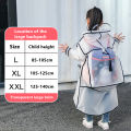 Fashion Children Transparent Eva Plastic Girls Boys Raincoat Travel Waterproof Rainwear Kids Can Hold Backpack Rain Coat.