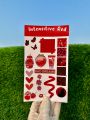 Red Themed Journaling Sticker Sheet - Waterproof Stickers. 