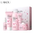 LAIKOU Sakura Kit Skin Care Sets Moisturizing and Reducing Fine Lines Cleansing Pore Product 5-Piece Korean Women's Day .