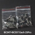50pcs Transistors BC547 BC557 Each 25pcs BC547B BC557B NPN PNP Triode Transistor DIY Electronic Kit. 