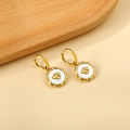 LUXUSTEEL Stainless Steel Geometric White Shell Hoop Earrings For Women Heart Round Square Shape Bee Moon Crown Daily Jewelry. 