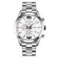 SKMEI 9302 high quality silver mens quartz watch authentic Stainless steel band 3 dials Chrono vintage business wrist watch. 