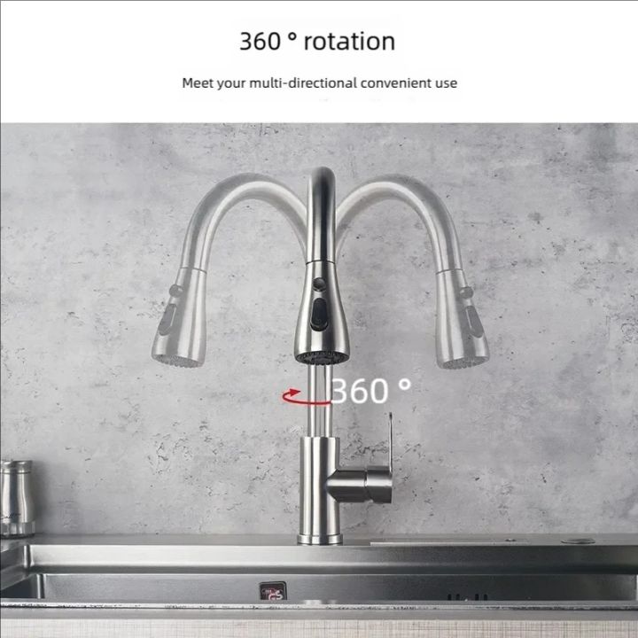 Kitchen%20Faucets%20304%20stainless%20steel%20Pull%20Out%20Kitchen%20Sink%20Water%20Tap%20Deck%20Mounted%20Mixer%20Stream%20Sprayer%20Head%20Hot%20Cold%20Taps%20-%20Image%203