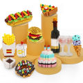 Mini Building Blocks Food Fast Food 3D Model Bricks DIY Burger Fries Wine Miniature Particle Puzzle Children Assembly Toy . 