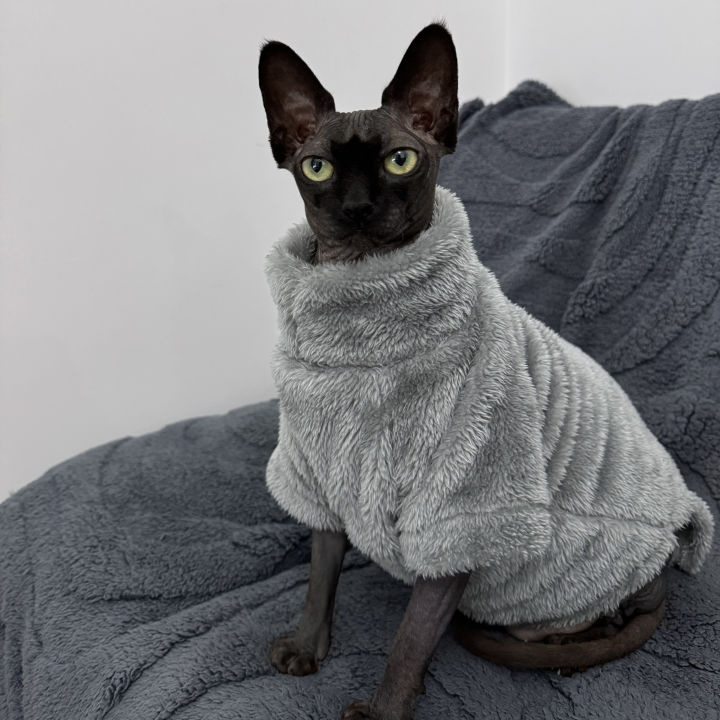 Pet%20Cat%20Sweater%20Home%20Fur%20Autumn%20and%20Winter%20Warm%20Solid%20Color%20Soft%20Arctic%20Velvet%20Skincare%20Suitable%20for%20Devonshire%20Cats,%20Hairless%20C%20-%20Image%202