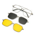 Metal 3 In 1 New Style Magnet Clip On Glasses Frame Trend Polarized Sunglasses For Men 2023 Optical Computer Glasses UV400 7009. 