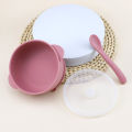3pcs Silicone Bowl with Lid, Food Spoon Bowl with Suction Cup, Strong Suction Set. 