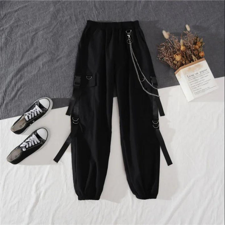 Spring%20Autumn%20Women%20Harajuku%20Cargo%20Pants%20Handsome%20Cool%20Two-piece%20Suit%20Chain%20Long%20Sleeve+Ribbon%20Pants%20-%20Image%203