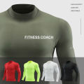 Men Compression Sport Tops High Collars Elasticity Breathable T-Shirt Gym Running Sweatshirt Fitness Tight Clothing. 