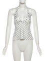 Nibber Chic Polka Dots Print Women 2 Piece Set Halter Camisole+Elastic Bubble Shorts Matching Clubwear Beach Vacation Outfit.