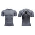 Y2K Spider Print Compression Tshirt Men's Casual Tight T-shirt Gym Fitness Summer Shirt Quick Dry Running Sportwear. 