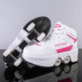 Boys Girls Rage Shoes Four Wheel Student Edition Kids Roller Skating Shoes with Retractable Wheels Adult Walking Skating Shoe. 