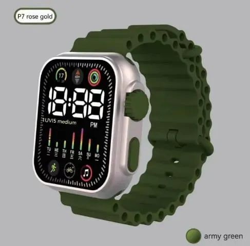 LED electronic watch P7 rose gold marine band fashion digital sports students children LED electronic watch