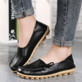 New Moccasins Women Flats 2024 Autumn Woman Loafers Genuine Leather Female Shoes Slip On Ballet Bowtie Women's Shoes Big Size.