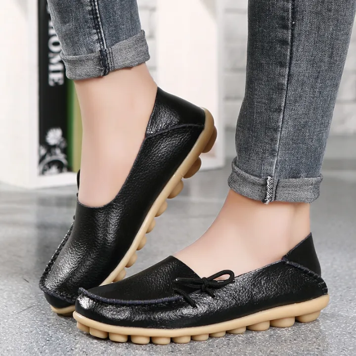 New%20Moccasins%20Women%20Flats%202024%20Autumn%20Woman%20Loafers%20Genuine%20Leather%20Female%20Shoes%20Slip%20On%20Ballet%20Bowtie%20Women's%20Shoes%20Big%20Size%20-%20Image%202