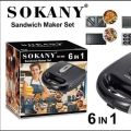 Sokany 6-in-1 Waffle Maker, Grill, Toaster, Sandwich Maker. 