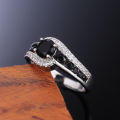 Huitan Special-interest Black Stone Women Wedding Ring Dazzling Crystal Zircon Delicate Top Quality Female Classic Jewelry.