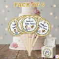 CUSTOMIZED Date Fixed Cupcake & Mithai Toppers - Digital Print Baat Pakki Cake Decoration (Pack of 6 - 2.5 inches OR Single 6x4 Inch Big Topper) for Engagement. 