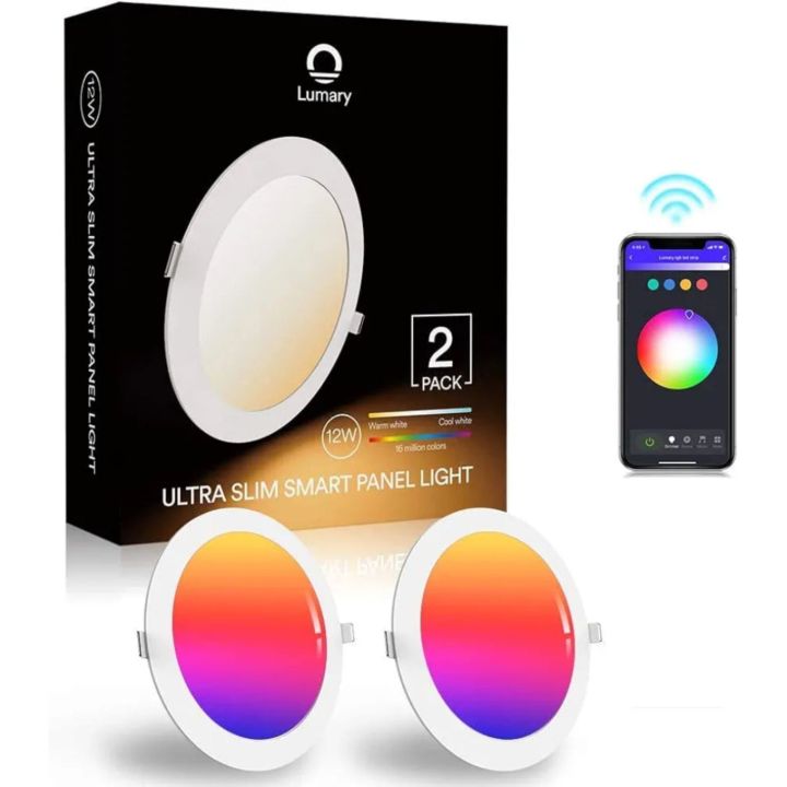 Smart LED Downlights 18W – Dimmable Recessed Ceiling Lights, 2700K-6500K RGB, Works with Alexa & Google Assistant – Energy-Efficient, Modern Design for Home, Office & Living Room – Pack of 2, Easy Installation, App & Voice Control for Custom Lighting.
