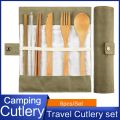 Bamboo Travel Tableware Reusable Bamboo Cutlery Set with Carrying Case Portable Wooden Dinnerware Bamboo Charcoal Toothbrush. 