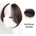 2pcs Side Bangs Synthetic Hair Extension Easy Clip In Gradient Bangs Natural Seamless Synthetic Fringe Hairpiece For Women Girls. 