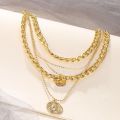 Golden chain vintage multi-layer necklace. 