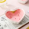 Strawberry Ramen Bowls and Spoons Creative Ceramics Anti-scald Instant Noodle Bowl Cute Strawberry Bowl Pretty Bowl. 