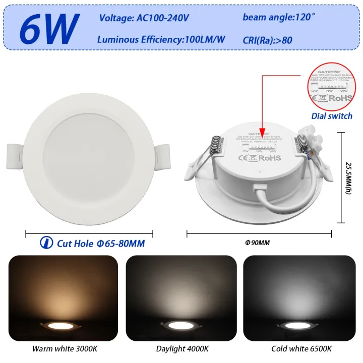 10pcs%20CCT%203000/4000/6500K%20Spot%20Led%20Downlight%20Anti-glare%20Ceiling%20Lamp%20Foldable%20Spotlights%20for%20BedRoom%20Bathroom%20Surface%20Mounted%20-%20Image%207