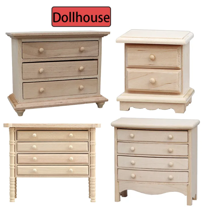 1:12%20Dollhouse%20Miniature%20Storage%20Cabinets%20Bedside%20Tables%20Drawer%20Chest%20Furniture%20Model%20Decor%20Toy%20Doll%20House%20Accessories%20-%20Image%202