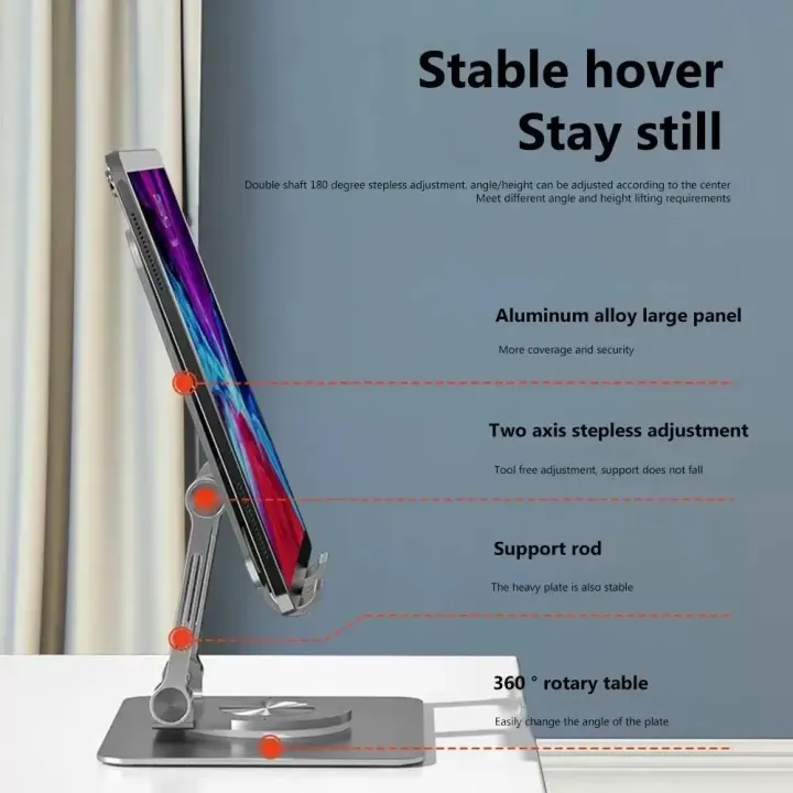 360%C2%B0%20Rotatable%20Tablet%20Stand%20Adjustable%20Foldable%20Desktop%20Stand%20Holder%20Compatible%20For%204.7-12%20Inch%20Ipad%20Pro/Air/Min%20Laptop%20Tablet%20-%20Image%206