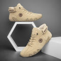 CLOHOO Hand-Sewn Octopus Design Men's Short Boots High-Top Leather Riding Boots Stylish Men's Footwear. 