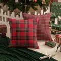 45x45cm Square Pillow Cases Christmas Scottish Tartan Plaid Cushion Covers Bed Sofa Pad Party Decor Snowflake Throw Pillow Cover. 