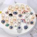 Evil Eye Hamsa Hand Heart Keychain Keyring For Friend Couple Lovers Gift Flower Blue Eye Bag Car Airpods Box Key Accessories. 