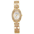 Luxury Gold Plated Ladies Fashion Quartz Watch Simple Rome Barrel-Shaped Stainless Steel Business Clock Quality Buckle Strap.