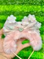 1 Piece Girl's Hair Hoop Princess Headband Decorated with Pink Mesh Flowers Hair Bands for Girls  Headwear Haar Accessoires. 