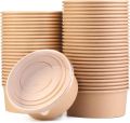 15pcs Kraft Paper Bowls Cups Fruit Salad Bowl Kraft Containers Salad Food Prep Kraft Box Cream Ice Snack Storage 500ml 750ml. 